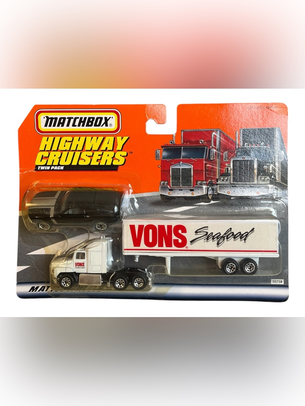Match Highway Cruisers Twin Pack - White Vons Seafood Semi & Black Car 1997